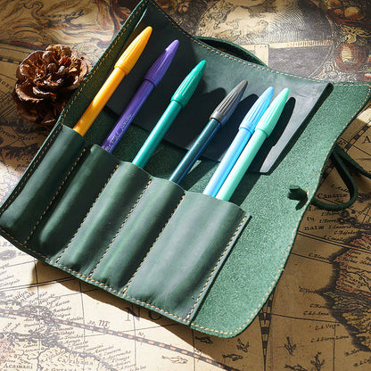 Vintage Cowhide Multifunctional Pencil Case