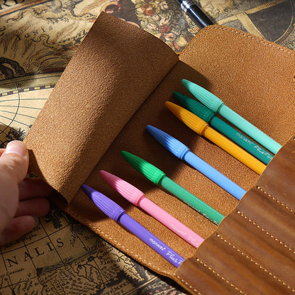 Vintage Cowhide Multifunctional Pencil Case