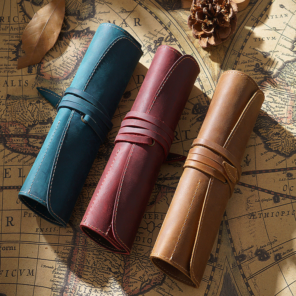 Vintage Cowhide Multifunctional Pencil Case