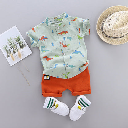 Wholesale Cotton Summer Children's Suit Short Sleeve Suit