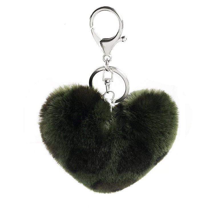 Leopard Pattern Plush Ball Metal Keychains