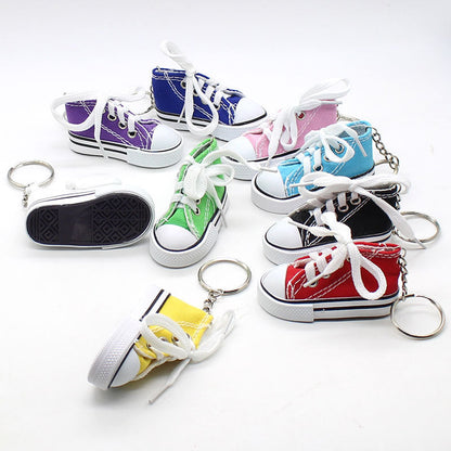 Mini colorful canvas shoe keychain