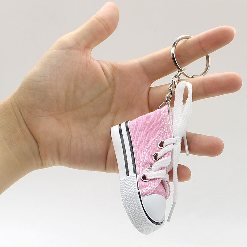Mini colorful canvas shoe keychain