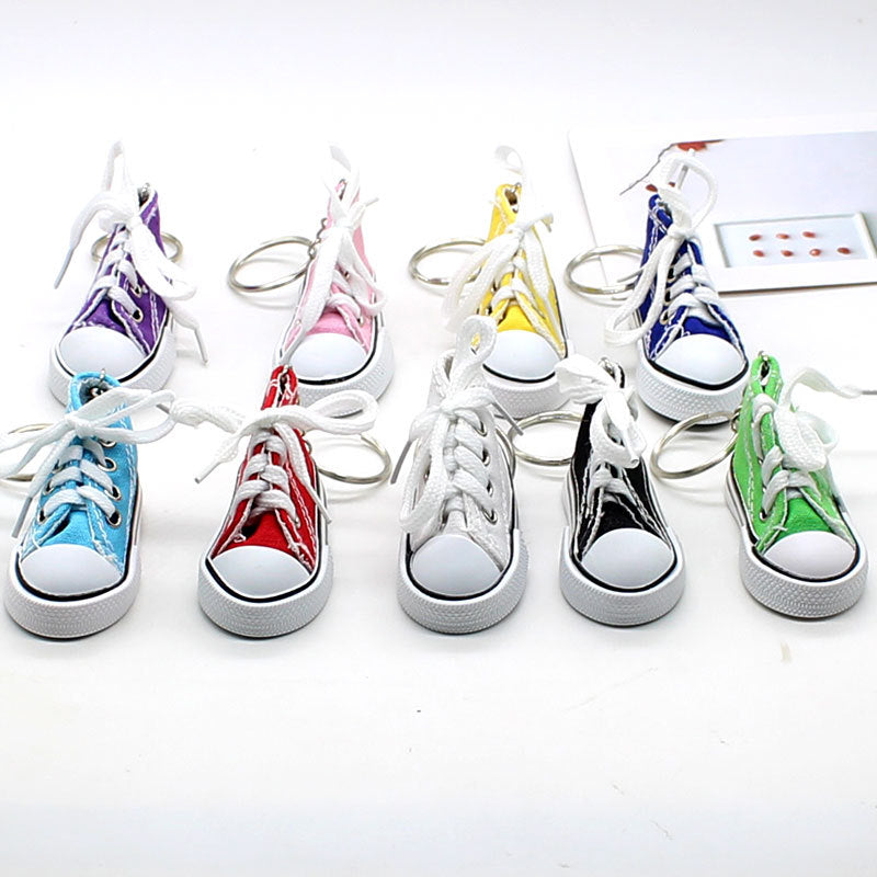 Mini colorful canvas shoe keychain
