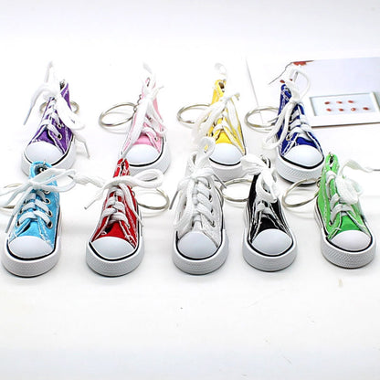 Mini colorful canvas shoe keychain