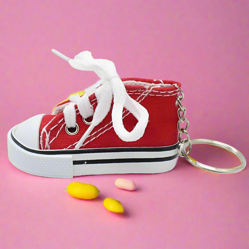 Mini colorful canvas shoe keychain
