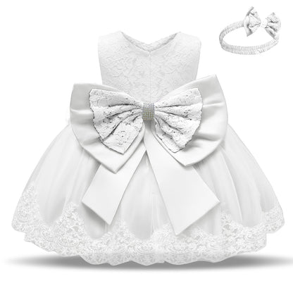 Children's One Year Old Bow Tie Lace Polyester Dresses