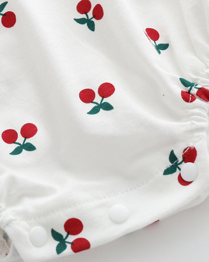 Baby Girls Fruit Bow Print Rompers Headwear