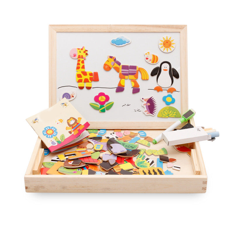 Kids Magnetic Art Easel Animal Puzzle Set