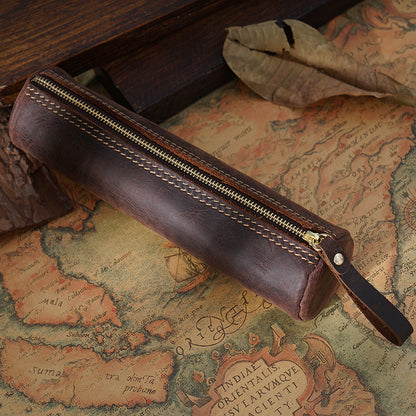 Vintage Genuine Leather Pencil Case