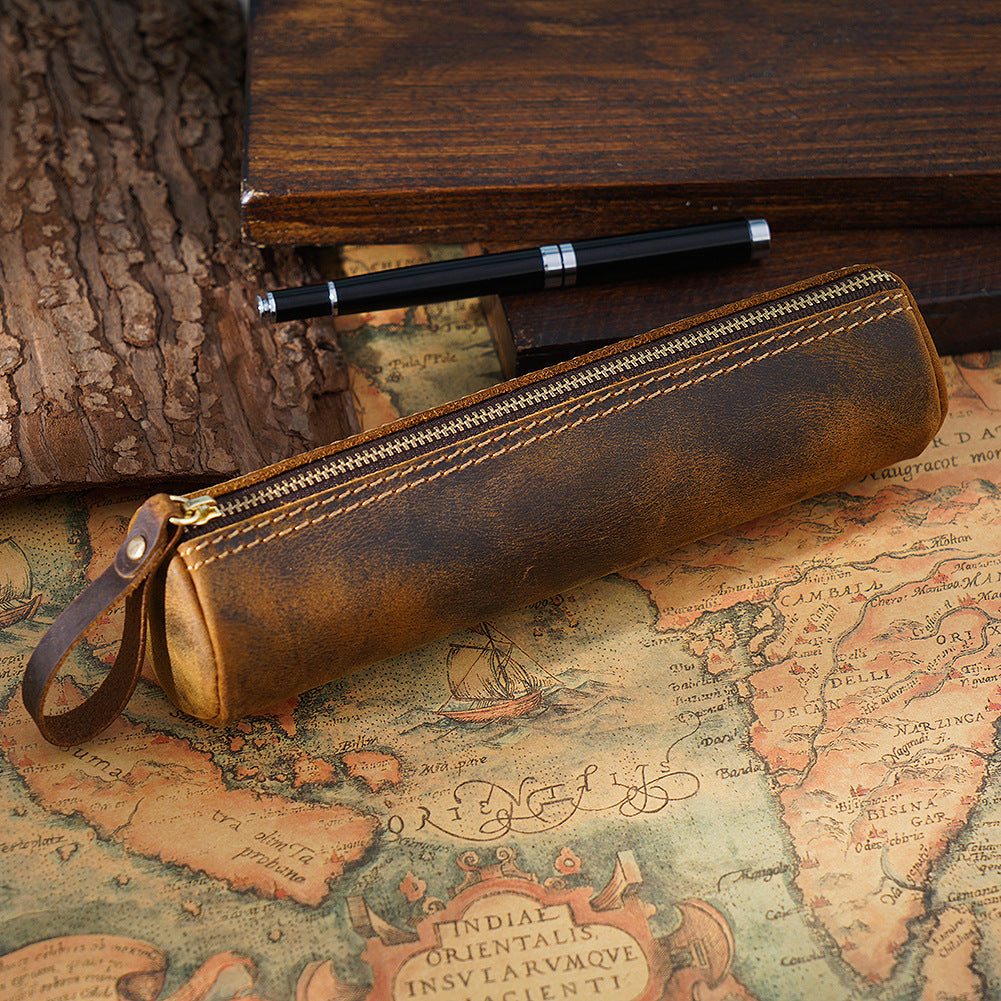 Vintage Genuine Leather Pencil Case
