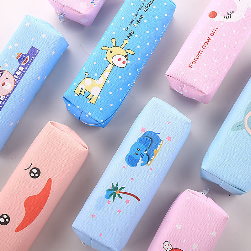 Cute Animal Cartoon Square PU Pencil Case Cute Animal Stationery Bag Multifunctional Student Pencil Case