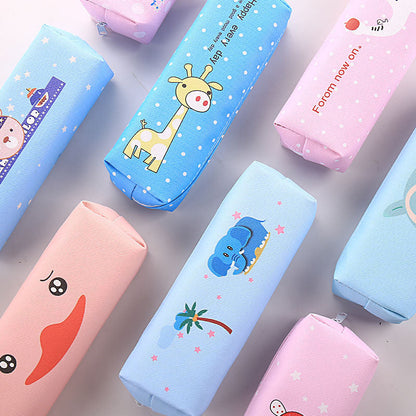 Cute Animal Cartoon Square PU Pencil Case Cute Animal Stationery Bag Multifunctional Student Pencil Case