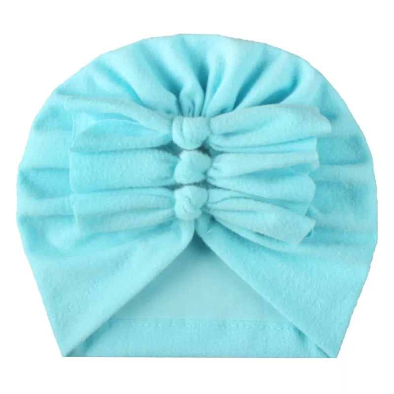 Trio Ruffle Bow Turban / Caps