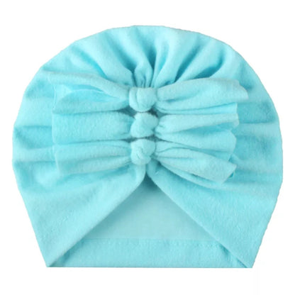 Trio Ruffle Bow Turban / Caps