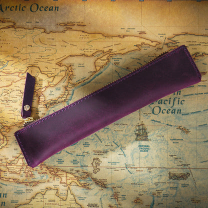 Simple Portable Genuine Leather Top Layer Cowhide Mini Pencil Case