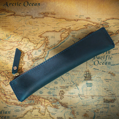Simple Portable Genuine Leather Top Layer Cowhide Mini Pencil Case