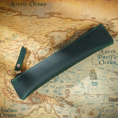 Simple Portable Genuine Leather Top Layer Cowhide Mini Pencil Case