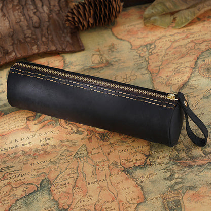 Vintage Genuine Leather Pencil Case