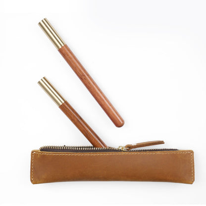 Simple Portable Genuine Leather Top Layer Cowhide Mini Pencil Case