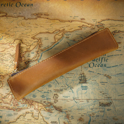 Simple Portable Genuine Leather Top Layer Cowhide Mini Pencil Case