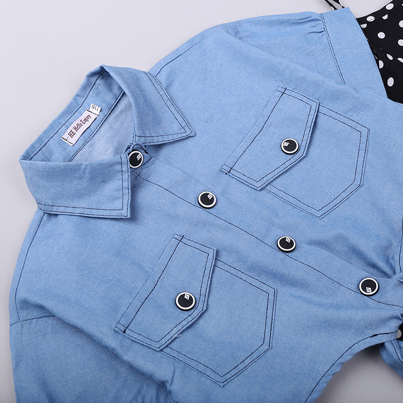 Cotton Denim Jacket Princess Dress Set
