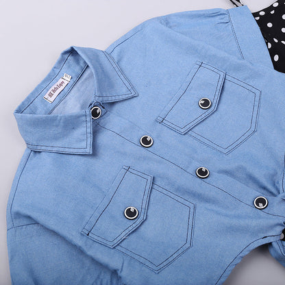 Cotton Denim Jacket Princess Dress Set