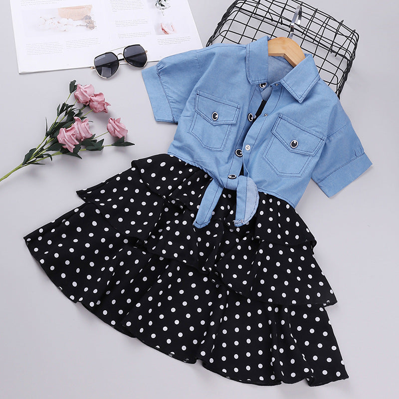 Cotton Denim Jacket Princess Dress Set