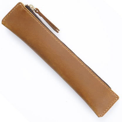 Simple Portable Genuine Leather Top Layer Cowhide Mini Pencil Case