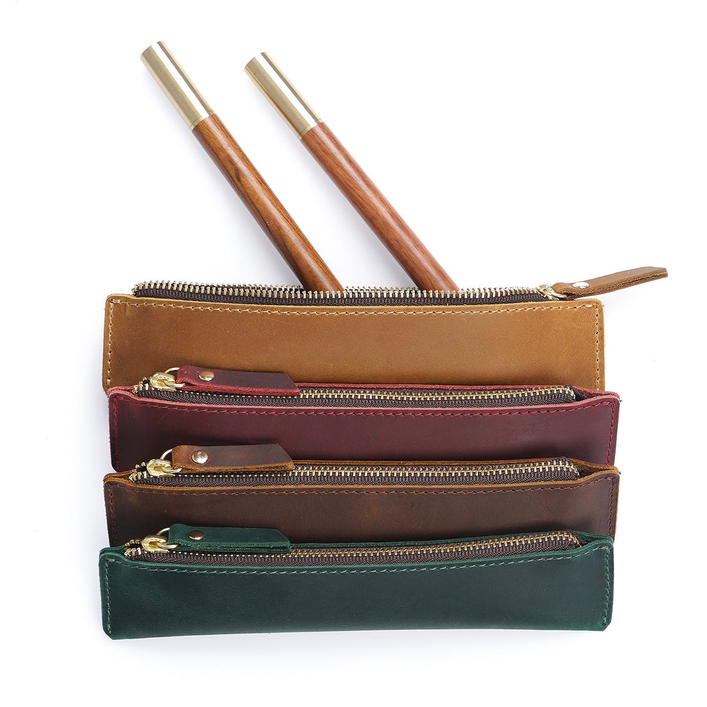 Simple Portable Genuine Leather Top Layer Cowhide Mini Pencil Case