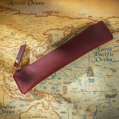 Simple Portable Genuine Leather Top Layer Cowhide Mini Pencil Case