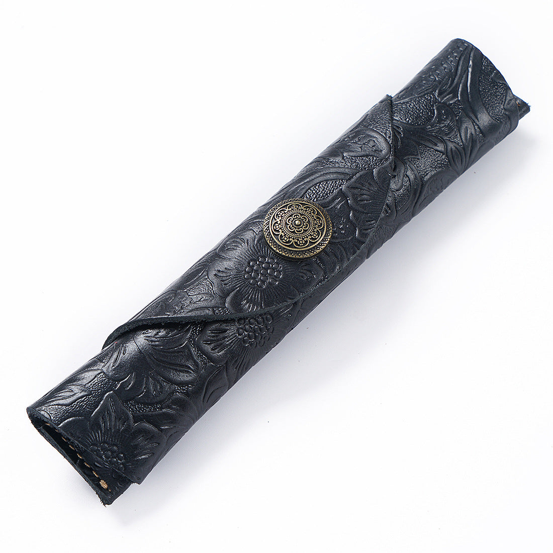 Vintage Genuine Leather Roller Pen Cowhide Protective Cover Pen Bag