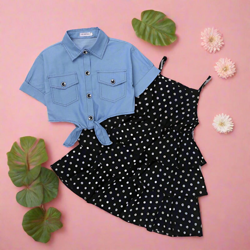 Cotton Denim Jacket Princess Dress Set