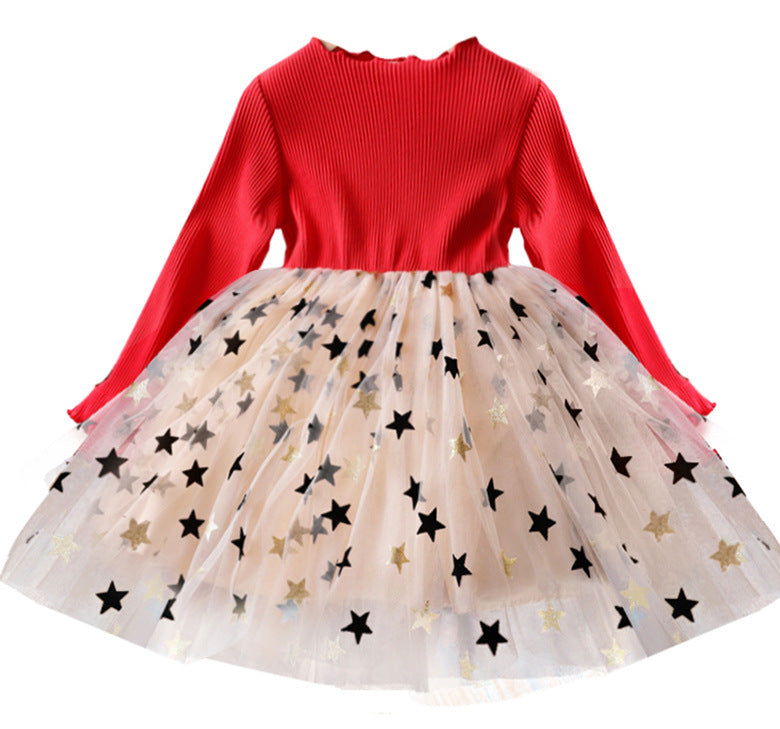 Wholesale Polyester Children's Long Star Dresses