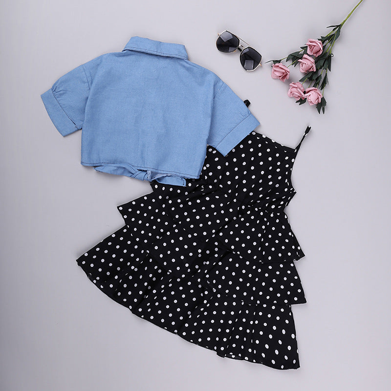 Cotton Denim Jacket Princess Dress Set