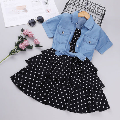Cotton Denim Jacket Princess Dress Set
