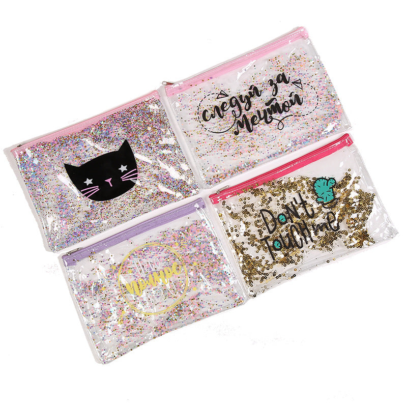 PVC Quicksand Laser Pencil Case