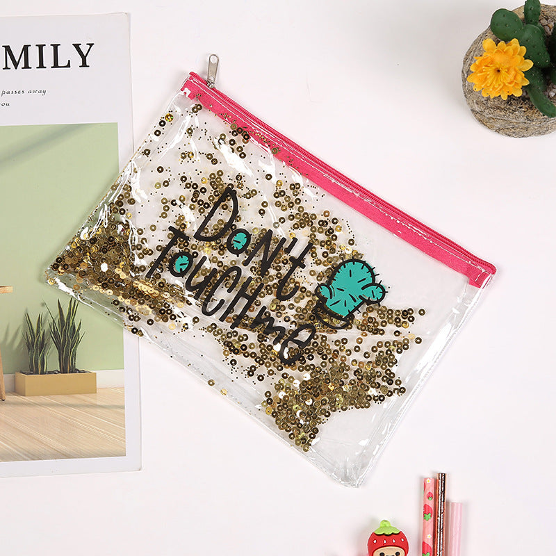 PVC Quicksand Laser Pencil Case