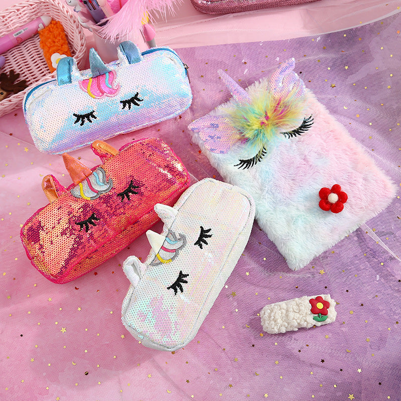 Unicorn Large Capacity Mermaid Sequin Bag Cartoon Rainbow Pencil Bag