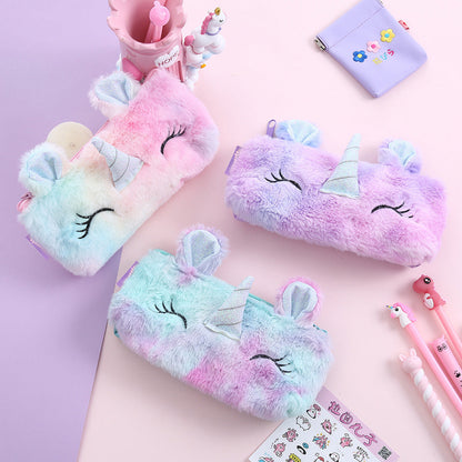 Plush Unicorn Cartoon Children's Stationery Storage Bag