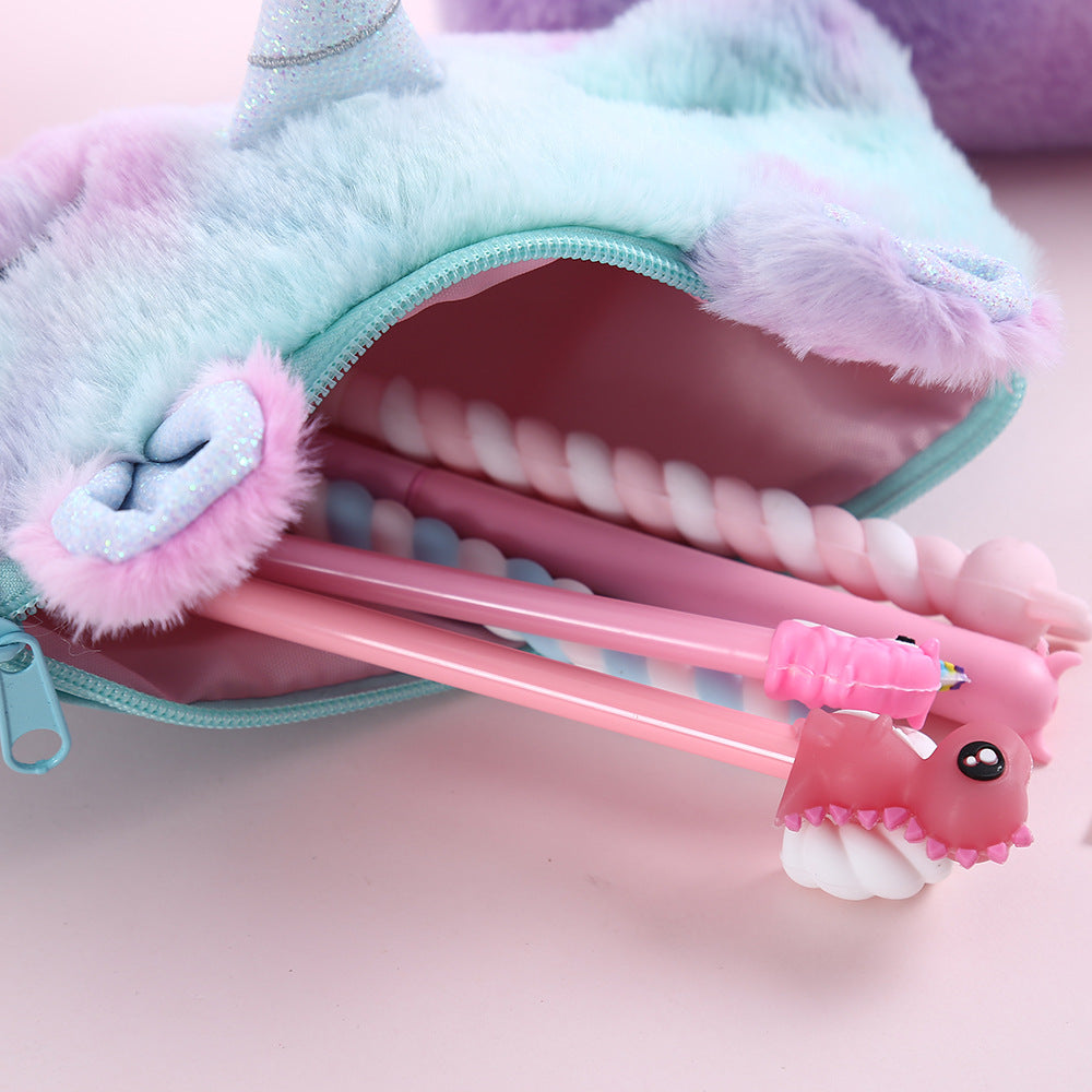 Plush Unicorn Cartoon Children's Stationery Storage Bag