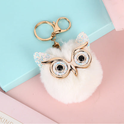 Gold Powder Sequin Owl Imitation Otter Rabbit Fur