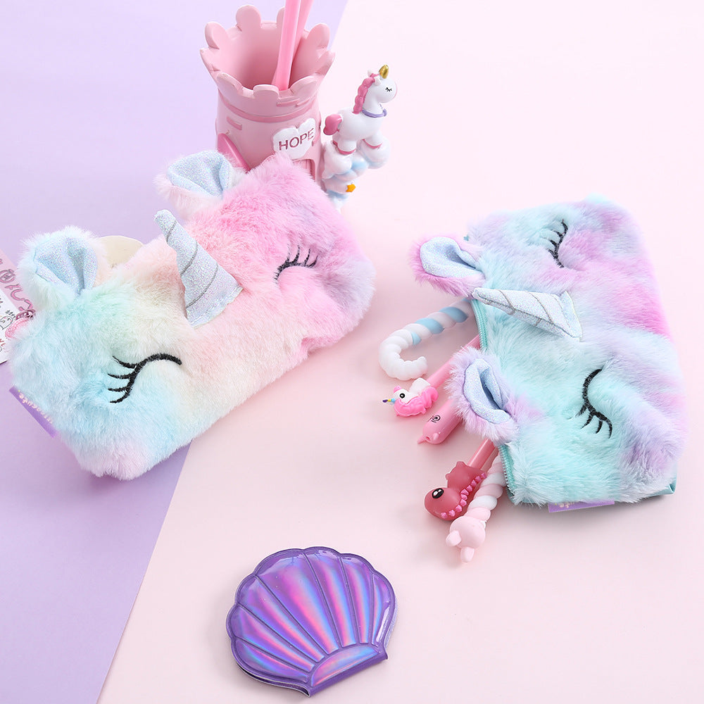Plush Unicorn Cartoon Children's Stationery Storage Bag