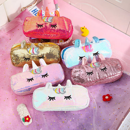 Unicorn Large Capacity Mermaid Sequin Bag Cartoon Rainbow Pencil Bag