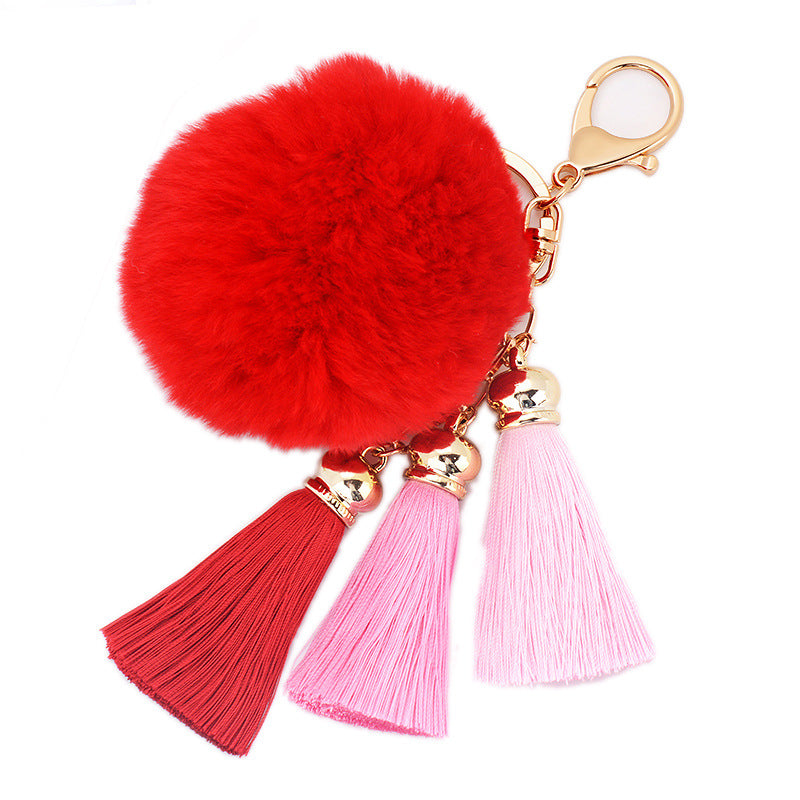 Creative New Plush Ball Tassel Pendant  Plush Keychains