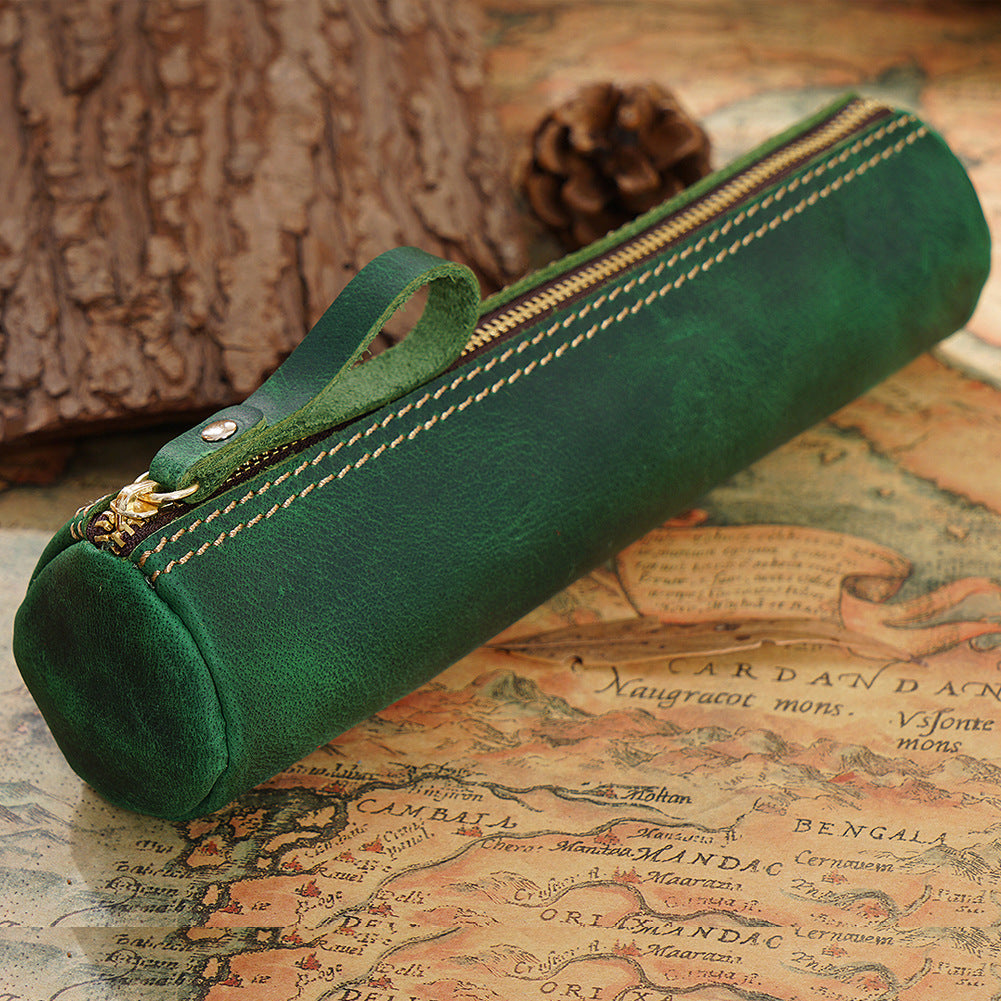 Vintage Genuine Leather Pencil Case