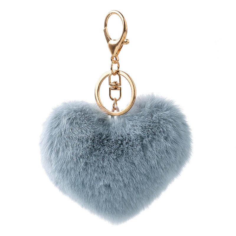 Plush Peach Heart Imitation Otter Rabbit Hair Keychains