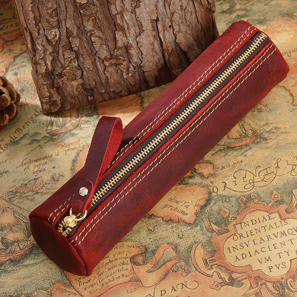 Vintage Genuine Leather Pencil Case