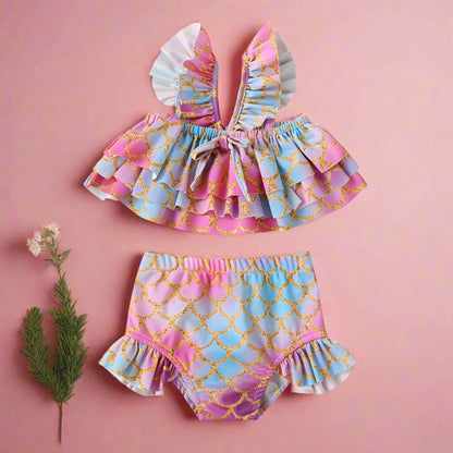 Girls Swimsuit Set Polyester Baby Clothes