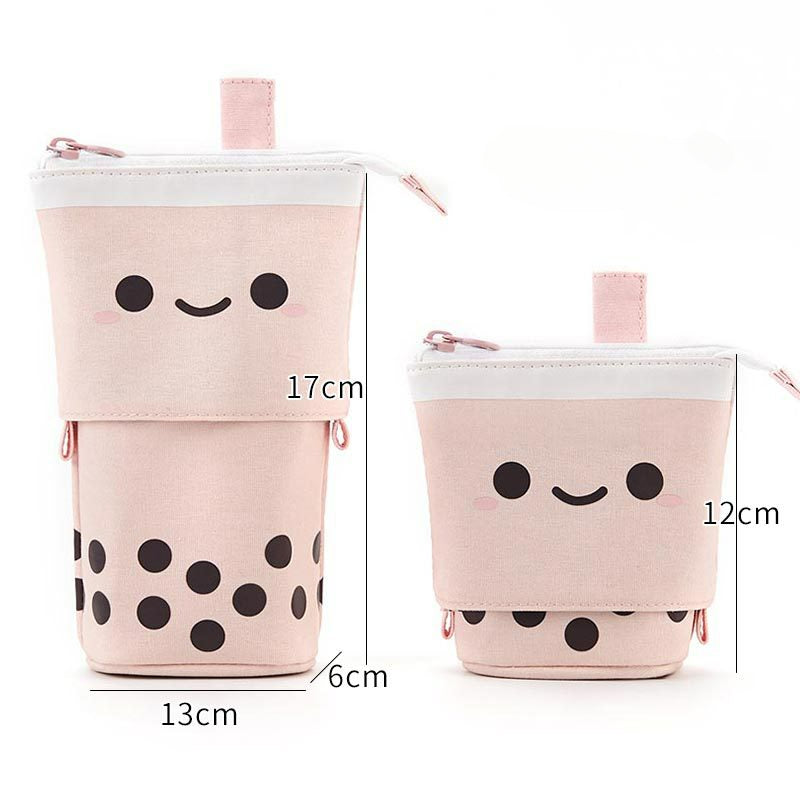 Milk Tea Drop Down Canvas Pencil Case